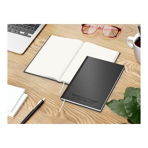 Notizbuch Note-Book RECYCLING Ecken spitz Naturpapier-Hardcover schwarz Schwarz | ohne Werbeanbringung | Punktraster