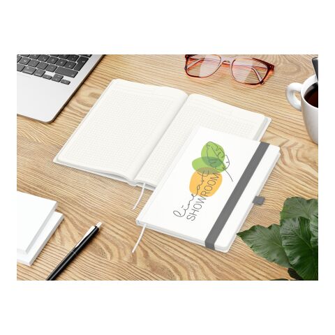 Notizbuch Match-Book RECYCLING Hardcover individuell bedruckt Silber | DIN A5 | ohne Werbeanbringung | recyceltes Papier matt | Winkelkaro