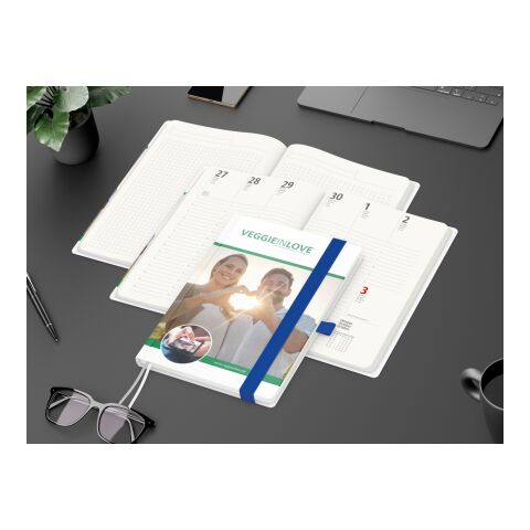 Wochenkalender vorne + Notizen hinten Match-Hybrid RECYCLING Papier-Hardcover A5 Mittelblau | DIN A5 | ohne Werbeanbringung | recyceltes Naturpapier