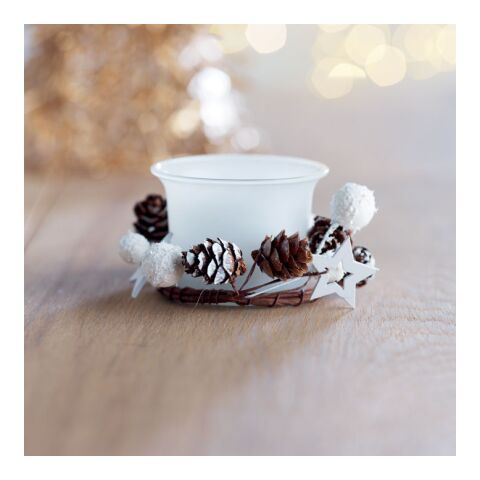 Kerzenhalter in weihnachtlicher Deko weiß | ohne Werbeanbringung | Nicht verfügbar | Nicht verfügbar | Nicht verfügbar