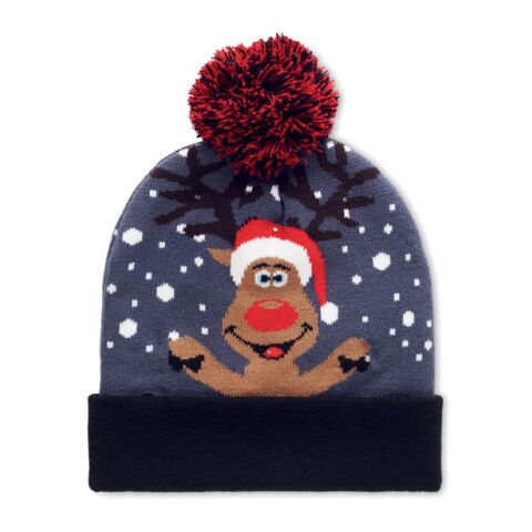 Weihnachtliche Strickmütze LED blau | ohne Werbeanbringung | Nicht verfügbar | Nicht verfügbar | Nicht verfügbar