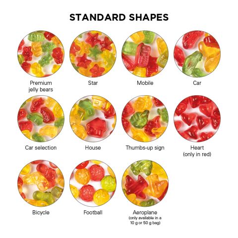 Tetraeder 15 g Trolli Fruchtgummi Standardformen weiß | ohne Werbeanbringung | Sterne | Folie, weiß