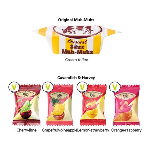 Geschenkbox Midi Schleife 4c Euroskala | 8 Fruit Bonbons