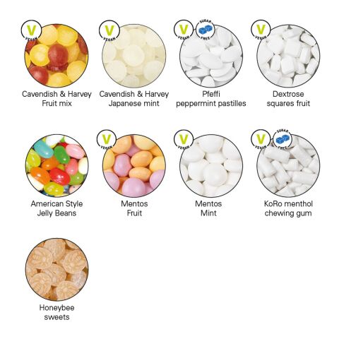 Dose quadratisch 4c Euroskala | Mini Bonbons Fruchtmix