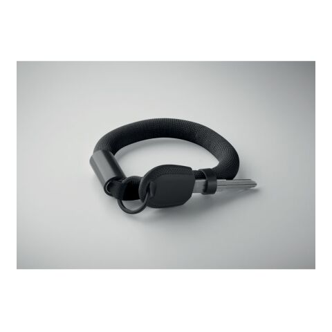 Schlüsselring mit Armband schwarz | ohne Werbeanbringung | Nicht verfügbar | Nicht verfügbar