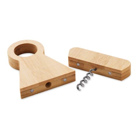 Flaschenhalter &amp; Öffner Bambus holzfarben