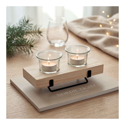 Teelichthalter-Set holzfarben