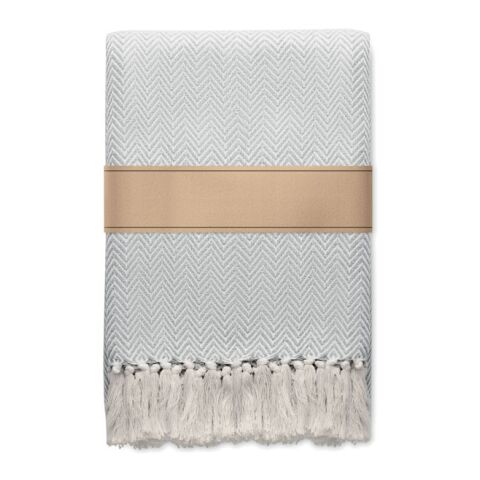 Decke recycelter Polycotton weiß/grau