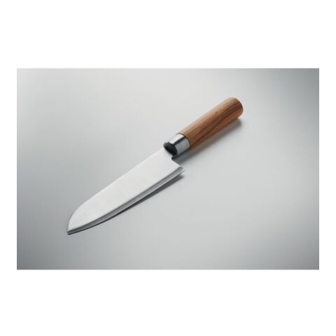 Kochmesser mit Buchenholz silber