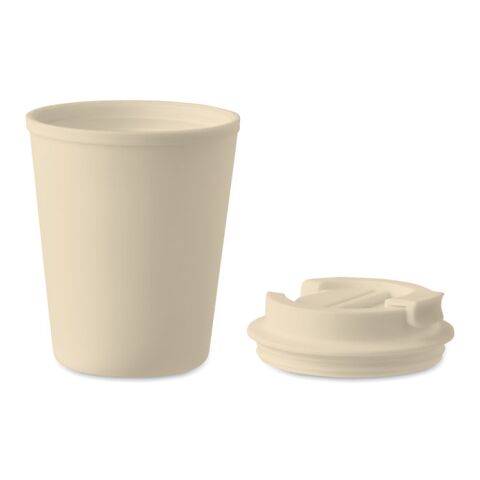 Becher recyceltes PP 300 ml mit Trinkdeckel beige | ohne Werbeanbringung | Nicht verfügbar | Nicht verfügbar