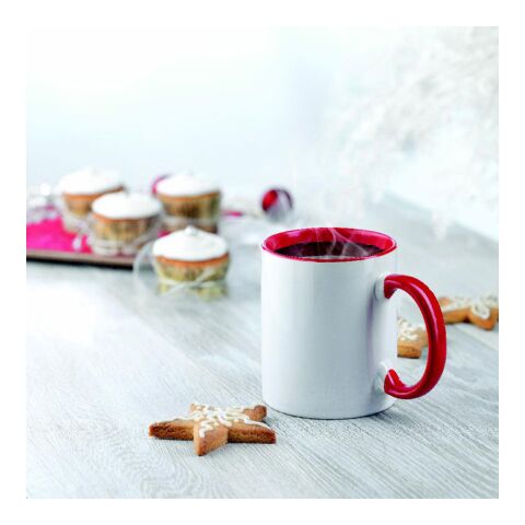 Kaffeebecher mit farbiger Innenseite 300 ml rot | ohne Werbeanbringung | Nicht verfügbar | Nicht verfügbar