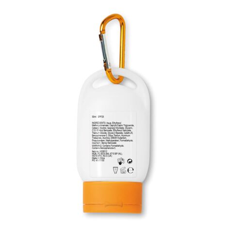 Sonnencreme mit Karabiner orange | ohne Werbeanbringung | Nicht verfügbar | Nicht verfügbar | Nicht verfügbar