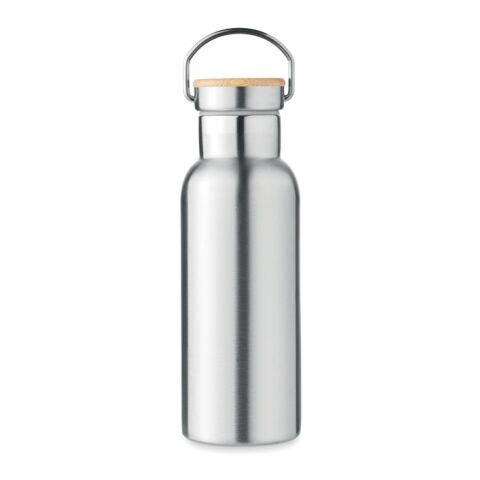 Doppelwandige Trinkflasche mit Bambus Deckel mattsilber | ohne Werbeanbringung | Nicht verfügbar | Nicht verfügbar | Nicht verfügbar