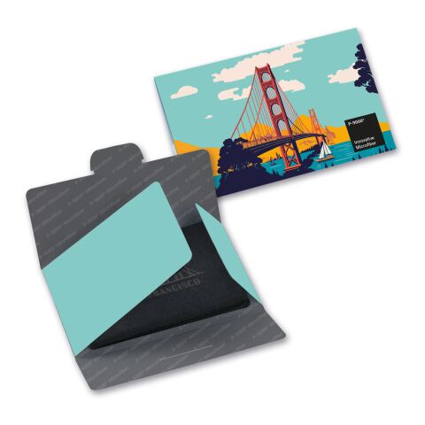 Microfaser-Prägetuch im Papieretui, All-Inclusive-Paket schwarz | ohne Werbeanbringung