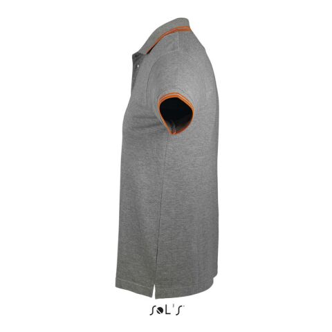 PASADENA Herren Polo 200g Melange Grau/Orange | 3XL | ohne Werbeanbringung | Nicht verfügbar | Nicht verfügbar | Nicht verfügbar