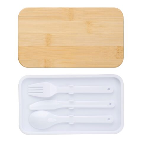 Doppellagige PP-Lunchbox Maxton Weiß | ohne Werbeanbringung | Nicht verfügbar | Nicht verfügbar