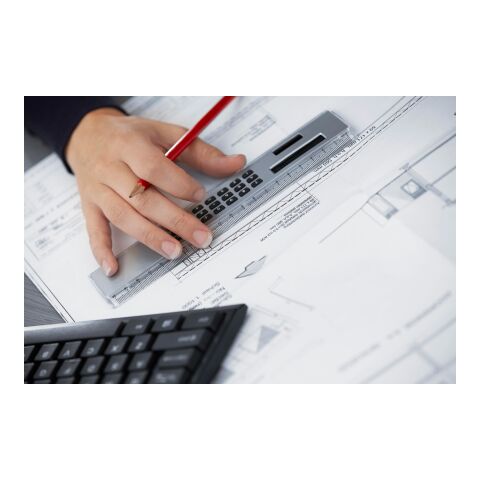 Rechner-Lineal &#039;Kongress&#039; aus ABS-Kunststoff Silber | ohne Werbeanbringung | Nicht verfügbar | Nicht verfügbar