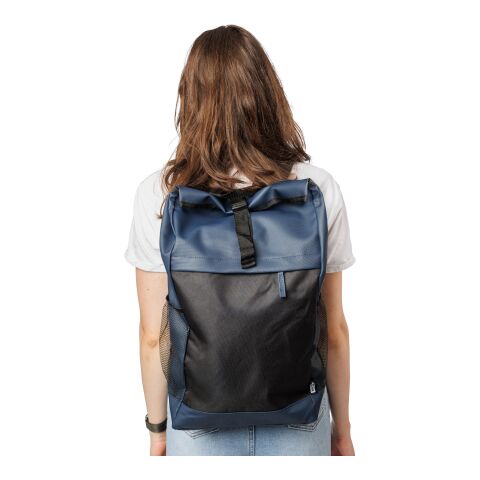rPET-Polyester (600D) Rolltop-Rucksack Yani Blau | ohne Werbeanbringung | Nicht verfügbar | Nicht verfügbar