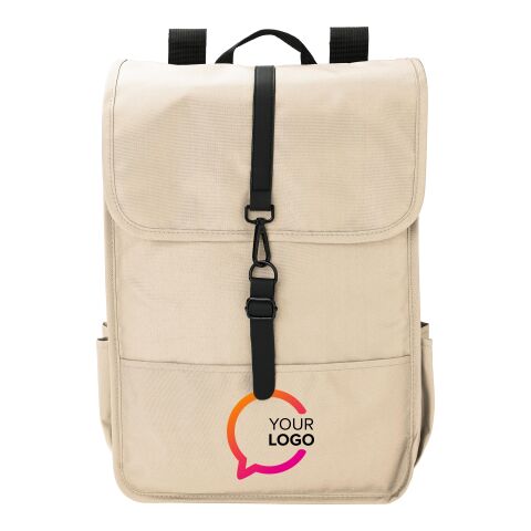 RPET Polyester (300D) Rucksack mit Lasche Lyric beige | ohne Werbeanbringung | Nicht verfügbar | Nicht verfügbar