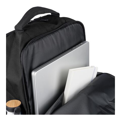 rPET (300D) Polyester Ocean Bound Rucksack Tova Schwarz | ohne Werbeanbringung | Nicht verfügbar | Nicht verfügbar
