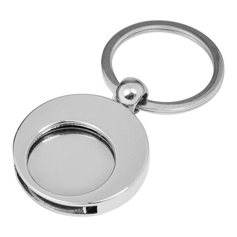 Schlüsselanhänger 'Shopping' aus Metall mit Einkaufswagenchip Silber