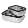Edelstahl-Lunchbox mit Glasdeckel "RILO", 550 ml silber | ohne Werbeanbringung | Nicht verfügbar | Nicht verfügbar