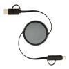 Alasia 100 cm 5-in-1 Kabel aus recyceltem Kunststoff und Aluminium, einziehbar, für Datenübertragung und mit 45W Schnellladung Standard | schwarz | ohne Werbeanbringung | Nicht verfügbar | Nicht verfügbar