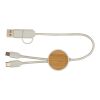 Chechia 30 cm 5-in-1 Kabel aus recyceltem Kunststoff für Datenübertragung und 27W Schnellladung mit Bambusdetails Standard | transparent | ohne Werbeanbringung | Nicht verfügbar | Nicht verfügbar