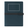 SANDERSON FOLDER. A4-Ordner aus PU (50% recycelt) mit Magnetverschluss und Notizblock mit linierten Seiten Blau | ohne Werbeanbringung | Nicht verfügbar | Nicht verfügbar | Nicht verfügbar