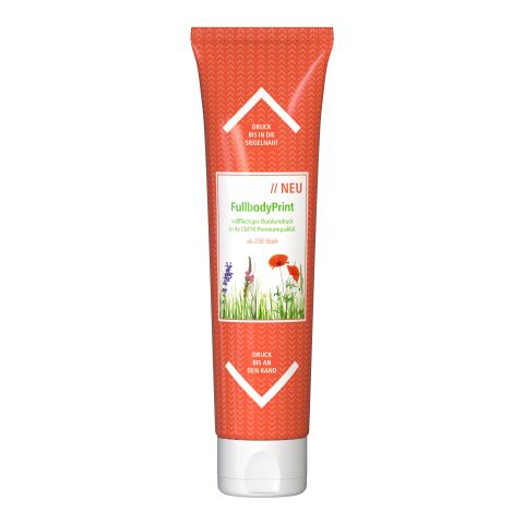 100 ml Tube - Sonnenmilch LSF 50 (sensitiv) - FullbodyPrint Weiß | Druck auf Tube vollflächig