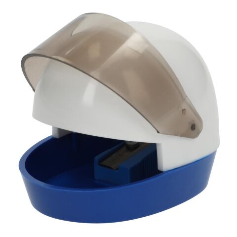 Bleistiftspitzer &quot;Helm&quot; weiß | 1-farbiger Tampondruck | auf unteren Rand | 10 mm x 4 mm