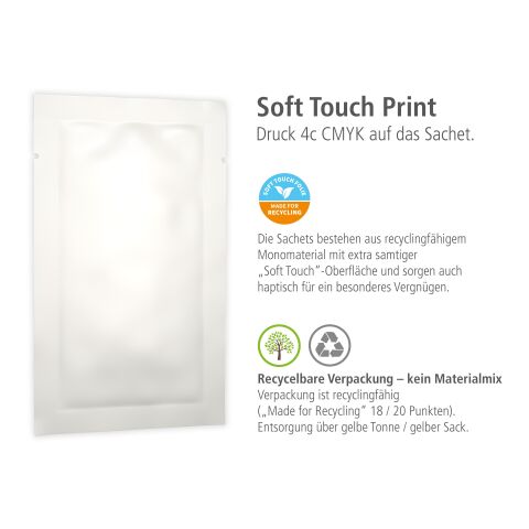 10 ml Sonnenmilch LSF 30 sensitiv (Sachet) - Soft Touch Print Weiß | ohne Werbeanbringung