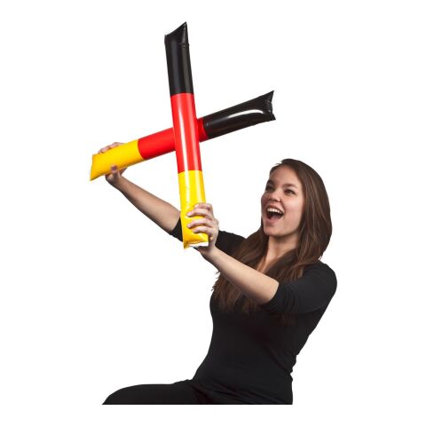 Klopfschlauch "Sticks" Deutschland-Farben | 1-farbiger Tampondruck | mittig rotes Segment | Ø 50 mm