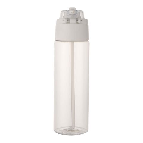 Theron 700 ml RCS Trinkflasche aus recyceltem Kunststoff mit Multifunktionsdeckel und Klappstrohhalm weiß