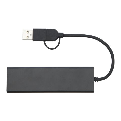 Rise USB 2.0 Hub aus recyceltem RCS Aluminium Standard | schwarz | ohne Werbeanbringung | Nicht verfügbar | Nicht verfügbar