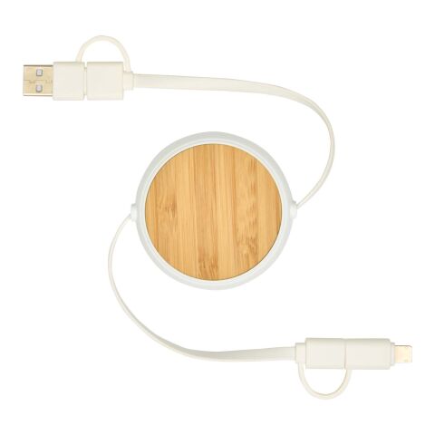 Chechia 100cm 5-in-1 Kabel aus recyceltem Kunststoff, einziehbar, für Datenübertragung und 45W Schnellladung mit Bambusdetails Standard | transparent | ohne Werbeanbringung | Nicht verfügbar | Nicht verfügbar