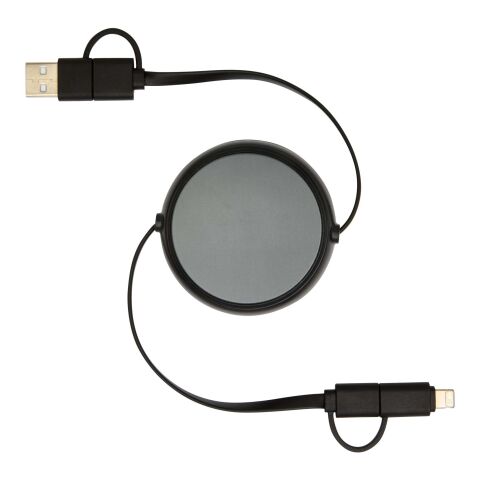 Alasia 100 cm 5-in-1 Kabel aus recyceltem Kunststoff und Aluminium, einziehbar, für Datenübertragung und mit 45W Schnellladung Standard | schwarz | ohne Werbeanbringung | Nicht verfügbar | Nicht verfügbar