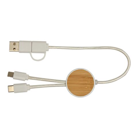 Chechia 30 cm 5-in-1 Kabel aus recyceltem Kunststoff für Datenübertragung und 27W Schnellladung mit Bambusdetails Standard | transparent | ohne Werbeanbringung | Nicht verfügbar | Nicht verfügbar