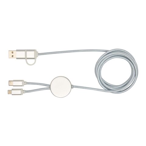Alasia 150 cm 5-in-1 Kabel aus recyceltem Kunststoff für Datenübertragung und 27W Schnellladung Standard | Silber | ohne Werbeanbringung | Nicht verfügbar | Nicht verfügbar