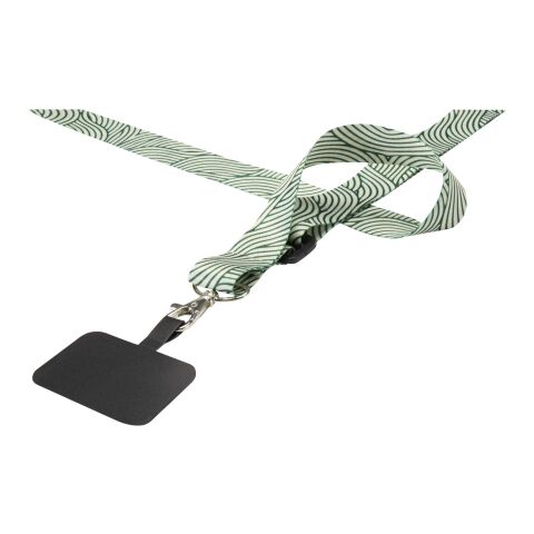 Lyra Verstellbares Lanyard aus RPET mit Telefonhalterung und Sublimationsdruck weiss | ohne Werbeanbringung | Nicht verfügbar | Nicht verfügbar