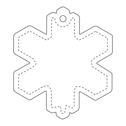 RFX™ Reflektierender PVC-Aufhänger Schneeflocke weiß | Digitaldruck | Vorderseite (Unter Der Reflektierenden Schicht) | 59 mm x 67 mm