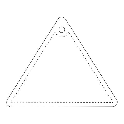 RFX™ Dreieckiger reflektierender TPU-Aufhänger weiß | 1-farbiger Siebdruck | Rückseite | 71 mm x 56 mm