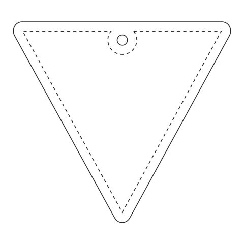RFX™ reflektierender PVC-Aufhänger Dreieck weiß | 1-farbiger Siebdruck | Rückseite | 64 mm x 59 mm