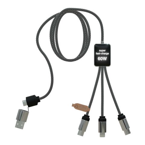 SCX.design C33 60W Typ C Ladekabel mit doppeltem Leuchtlogo heather schwarz | ohne Werbeanbringung | Nicht verfügbar | Nicht verfügbar