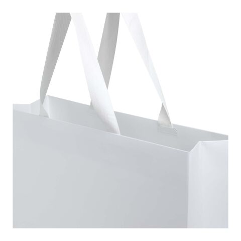 Smartfold Papiertüte, 230 g/m², mit Bandgriffen und Glanzlaminierung – 42 x 12 x 35 cm weiß