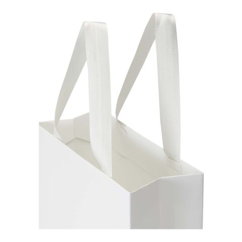 Smartfold Papiertüte, 230 g/m², mit Bandgriffen und matter Laminierung – 24 x 10 x 24 cm weiß