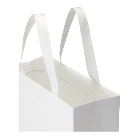 Smartfold Papiertüte, 230 g/m², mit Bandgriffen und matter Laminierung – 31 x 12 x 31 cm weiß
