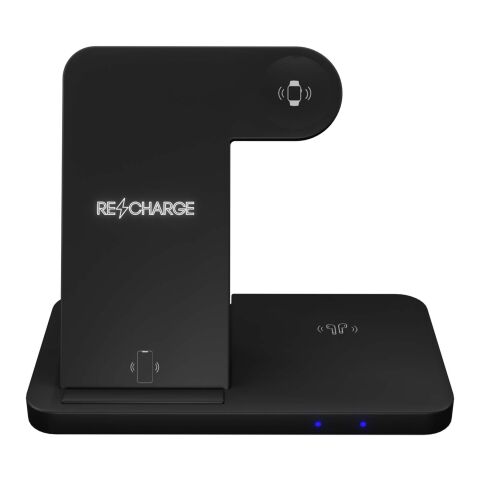 SCX.design W28 kabellose 3-in-1 Ladestation kabellos mit Telefonständer und Leuchtlogo Standard | schwarz | ohne Werbeanbringung | Nicht verfügbar | Nicht verfügbar