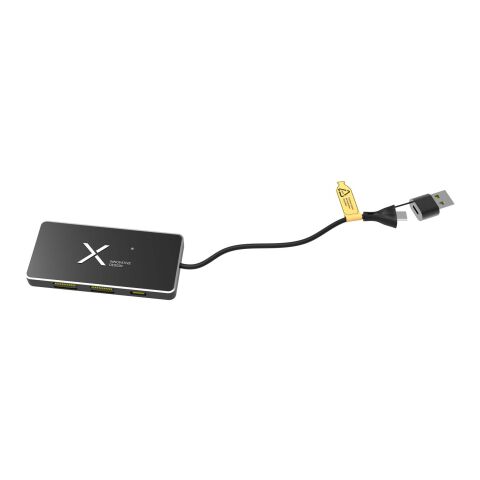SCX.design H20 8-in-1 USB-Hub mit dualem Eingang und 6 Ports und Leuchtlogo Standard | schwarz | ohne Werbeanbringung | Nicht verfügbar | Nicht verfügbar