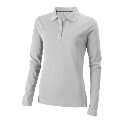 Oakville Damen-Polo, langärmlig Standard | grau meliert | XS | ohne Werbeanbringung | Nicht verfügbar | Nicht verfügbar | Nicht verfügbar